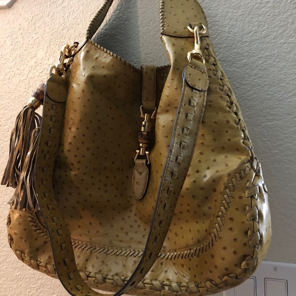 GUCCI Limited Edition Tan Ostrich Jackie - Picture 1 of 7